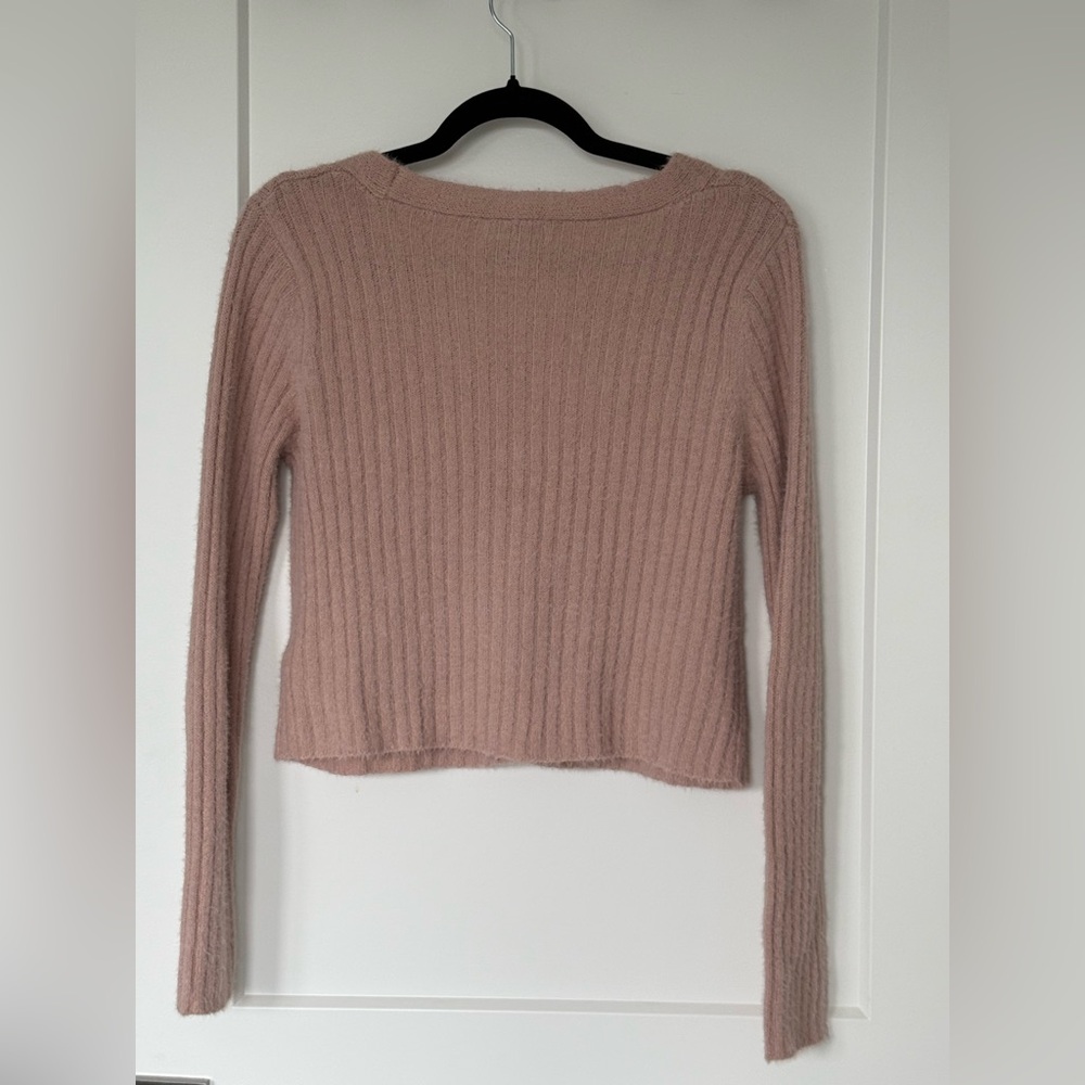 Ruby Moon Blush Ribbed Crop Cardigan - Picture 5 of 5
